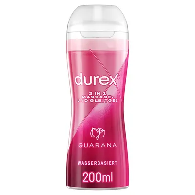 A bottle of Durex Play 2in1 Massage & Gleitgel Guarana.