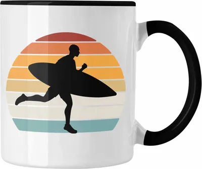 Produktbild von Trendation - Surfer Tasse Geschenk Wellenreiter Surf-Lehrer Geschenkidee (Schwarz)