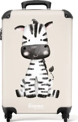 Produktbild von NoBoringSuitcases.com Handgepäck Koffer 55x40x20 cm, Kinderkoffer Tiere: Zebra, 36L