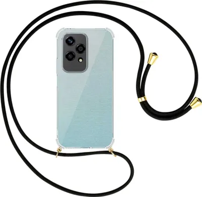 Produktbild von Handykette Backcover-Schutzhülle mit Band (Metall goldfarben) für Honor 200 Lite - schwarz