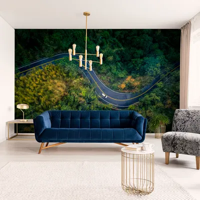 Produktbild von Muralo XXL Selbstklebende FOTOTAPETE WALD Stra§e Aussicht Vogelperspektive 3D Effekt (B) 416 cm x (H) 290 cm Tapete Wandtapete WOHNZIMMER SCHLAFZIMMER 4592