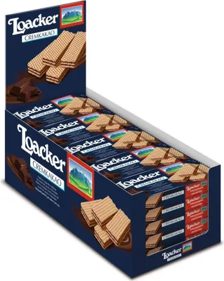 Produktbild von Loacker Waffeln, creme-kakao, 45 g (Packung mit 25 Stueck)