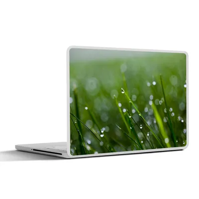 Produktbild von MuchoWow® Laptop Aufkleber Sticker Cover Nahaufnahme von Wassertropfen auf den Grashalmen 36.5x27.5 cm - Laptop-Sticker