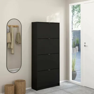 Immagine prodotto di Dmora Scarpiera Epidoto 24.05x70.3x162h cm Nero, 24 Paia 4 Ante