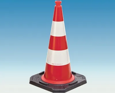 Zdjęcie produktu dla Pachołek drogowy TL H.500mm BAST testowany, 2 paski G. 3,20 kg, 33x33 cm