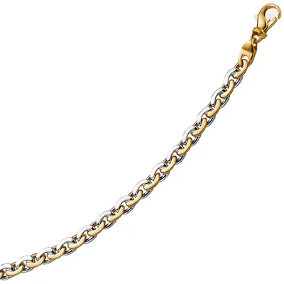 Produktbild von 5,5mm Armband Armkette Rundankerkette 585 Gold Gelbgold & Weißgold 19cm Uni