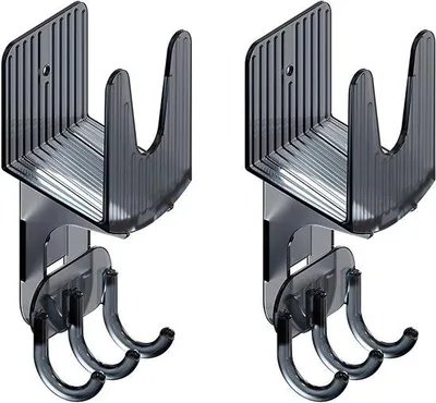 Produktbild von 2-teilige Topflabenhalter, Wandhalterung mit 3 Haken, Küchenablage und -Organisation, selbstklebend und nagelnde Montage