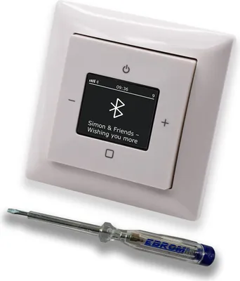 Produktbild von Busch Jäger DAB+ Unterputz Bluetooth (in and out) Radio (8217U-101) Balance SI alpinweiß, Komplett-Set 8217 U – 101, Rahmen und Radioabdeckung inkl. EBROM Phasenprüfer zur Montage des Geräts