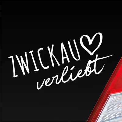 Produktbild von Auto Aufkleber Zwickau verliebt Herz Stadt Heimat Liebe Car 19x8 cm Weiss Matt Sticker Heckscheibenaufkleber