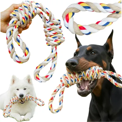 Image de Jouet pour chien robuste avec corde à nœuds à mâcher pour chien de couleur