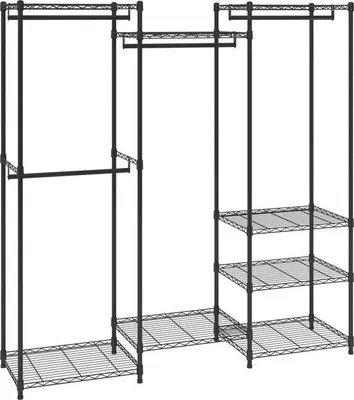 Produktbild von Freistehender Kleiderständer 174x180x45 cm, 3 Stangen, 362 kg belastbar, multifunktional, 8-Lager, für Schlafzimmer, Wäscherei, Umkleide