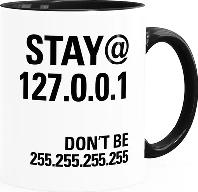 Produktbild von Kaffee-Tasse stay@home Virus-Pandemie 127.0.0.1 Localhost Computer Nerd Coder lustige Kaffeebecher MoonWorks® schwarz Keramik-Tasse