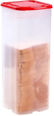 Produktbild von Kunststoff-Brotbehälter mit luftdichtem Deckel - Brotbehälter - Brotvorratsbehälter - 34 x 13 x 13 cm - effizienter Brotvorrat - Brotbehälter aus Kunststoff