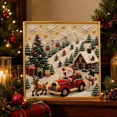 Produktbild von 3D Weihnachts Diamond Painting Set – DIY Perlenbild mit Glitzersteinen