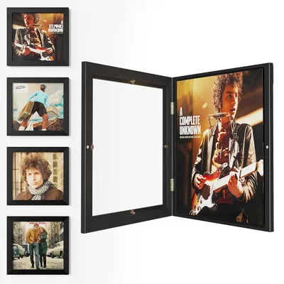 4er-Set Vinylplattenrahmen Wandmontage 30x30 cm Schwarz