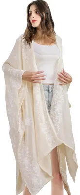 Imagen del producto de Omgoods - Kimono de playa bordado de algodón para mujer