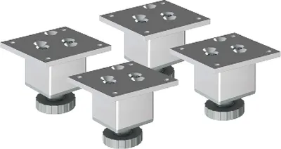 Produktbild von 4er Set sossai Höhenverstellbare Aluminium Möbelfüße 60mm in eloxiertem Design Schrankfüße Sockelfüße