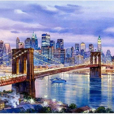 Productafbeelding van Diamantmozaïek, Brooklynbrug, New York, 30x40 cm, creatieve diamanten