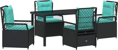 Image de vidaXL Ensemble de jardin 5 pcs noir Poly-Rattan