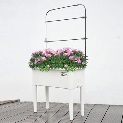 Produktbild von Hochbeet mit Rankhilfe, ca. 76 x 37 x 145 cm - Weiß/Schwarz