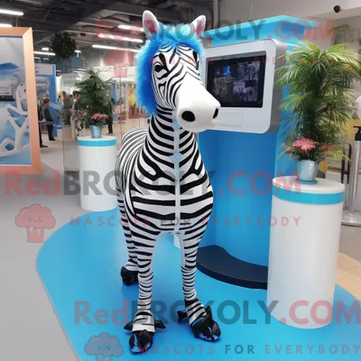 Produktbild von Blaues REDBROKOLY Zebra-Maskottchenkostüm mit Rock und Schnürsenkeln