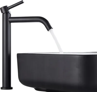 Produktbild von Waschbeck armatur, Wasserhahn Bad Slim Tube, Arbeitsplatte, Schwarz matt, Hochdruck, mit Regulierung von Wasserfluss und Wassertemperatur
