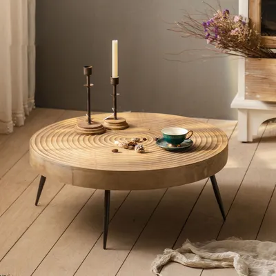 Produktbild von 360Home Vintage Couchtisch Wohnzimmer niedriger Tisch Eisengestell Abgerundete Ecken: 80*32cm