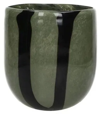 Produktbild von Pomax Cannes Vase und Windlicht aus Glas, Kaki, Ø 13 x H 14,5 cm