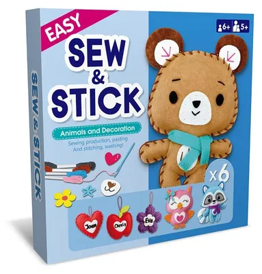 Produktbild von Filz Nähset Kinder Bär Kuscheltiere - 6 Teile - DIY Filz Tiere ab 5 Jahren