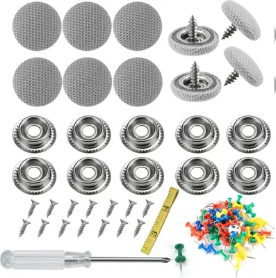 Produktbild von 60 Stück Dachhimmel Reparatur Set, KFZ Reparatur Nieten, Universal Auto Dach Nieten mit 60 Stecknadeln 1 Schraubendreher 1 Maßband, Autohimmel Reparieren für Alle Autos