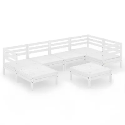 Produktbild von 7-tlg. Garten-Lounge-Set Massivholz Kiefer Weiß
