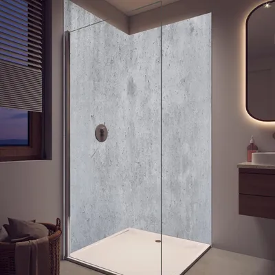 Produktbild von Duschrückwand - Wandverkleidung für Dusche aus Acryl 0,3 cm - 120 x 210 cm -  Hochauflösende Beton