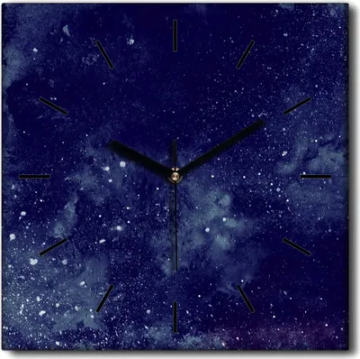 Produktbild von Coloray Uhr auf Leinwand 30x30 cm Wand Uhr Dekoration Wohnzimmer Segeltuch schwarze Hände -COSMOS-Abstraktion.
