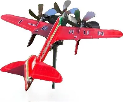 Produktbild von Metallisches Flugzeug-Windrad für den Außenbereich, rote Plug-in-Tuindekoration