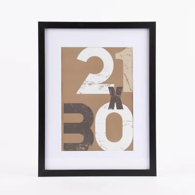 Produktbild von Bilderrahmen mit Passepartout Holz einfarbig schwarz 32,5x42,5x2,5cm