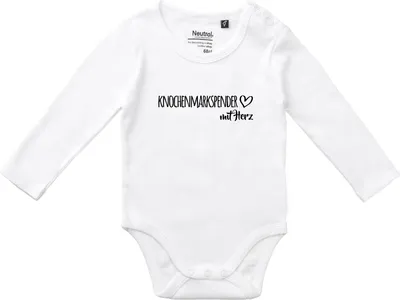 Produktbild von Huuraa Baby Body Knochenmarkspender mit Herz 62 White  Baumwolle Fairtrade Langarmbody Geschenkidee