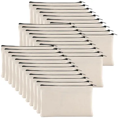 Imagen del producto de Bolsa de tela con cremallera, de 20,3 x 12,7 cm, paquete de 32 unidades, ideal para cosméticos y viajes