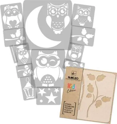 Produktbild von Schablonen Malen für Kinder, 14 Stück Set 9x12 bis 23x34 cm Vögel Eulen, Wiederverwendbare Kunststoff für Kinderzimmer Malvorlage Raumdekoration