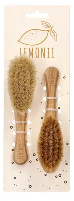 Produktbild von Ziegenhaarbürste mit Musselinflanell - Babypflege-Set - Kämmen, Waschen, Massage - Buchenholz, Natürliches Ziegenhaar, 100% Baumwolle - Baby Haarbürste Neugeborene