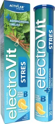 Obrázok produktu pre Activlab Pharma ElectroVit STRES, 20 liekov na rozpustenie vo vode, príchuť pomaranča, obsahuje elektrolyty, ashwagandhu, mäty piepornej a vitamíny skupiny B