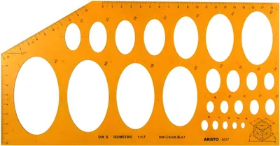 Produktbild von Aristo Ellipsenschablone Isometric DIN 5, 295 x 150 mm, 25 Ellipsen