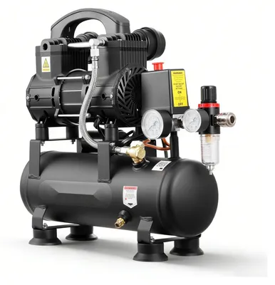 Produktbild von Druckluftkompressor - Ölfreier Flüsterkompressor - 0,75 kW Motor - 6 l Lufttank - 8 bar Maximaldruck - 71 l/min Ansaugleistung - Leise für Werkstatt & Heimwerker