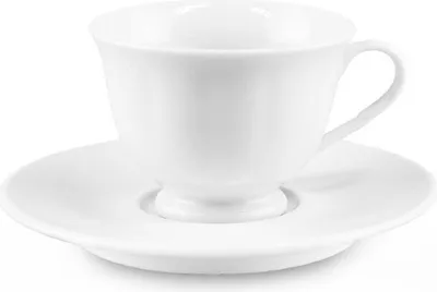 Produktbild von Kaffeetasse 220 ml aus Porzellan 6er Set / weiß - Kaffeebecher Unterteller