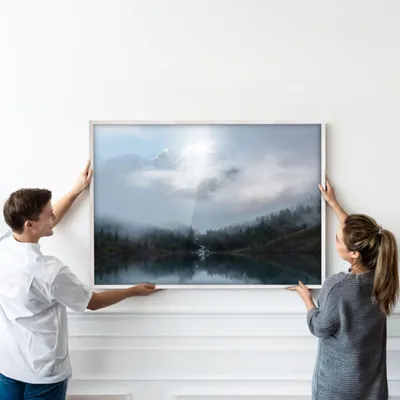 Produktbild von MG Design 3er Set Bilderrahmen Weiß 80x120 cm - Posterrahmen Echtholz mit Acrylglas, verstärkte Wandaufhängung, hoch/quer