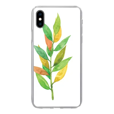 Produktbild von MuchoWow® Handyhülle Schutzhülle Hülle für iPhone Xs Aquarelle - Blätter - Pflanzen Silikon Softcase Handy Hülle - Handytasche