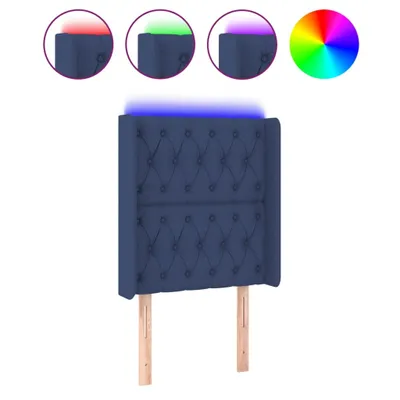Produktbild von vidaXL LED Kopfteil Blau 83x16x118/128 cm Stoff