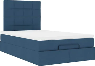 Produktbild von Ottoman-Bett mit Matratze Blau 120x200 cm Stoff