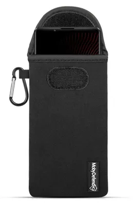 Productafbeelding van MobyDefend Hoesje - Geschikt voor Sony Xperia 1 III - Neopreen Pouch Met Karabijnhaak - Insteek - Riemlus - Zwart