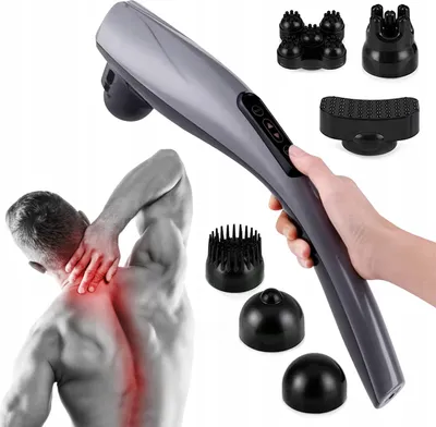 Zdjęcie produktu dla Pistolet Do Masażu Ciała Pleców Bezprzewodowy 6 Głowic Lcd Funkcja Grzania