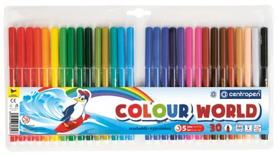 A package of 30 Centropen markers in various colors, displayed in a clear plastic package.